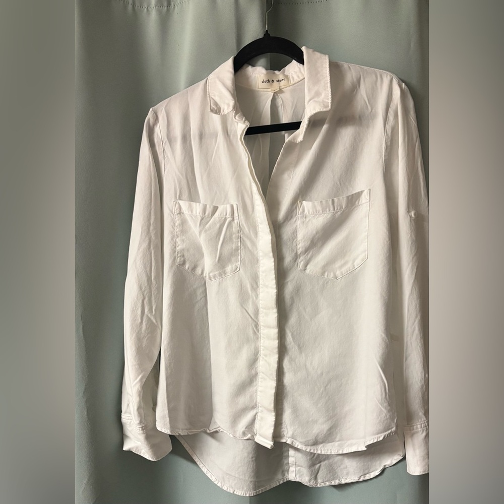 Cloth & Stone White Casual Button Down Shirt